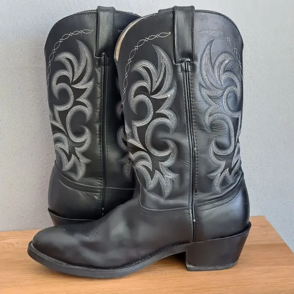 Durango Men’s 10.5 EE Extra Wide Shyloh Black Leather Embroidered Cowboy Boots